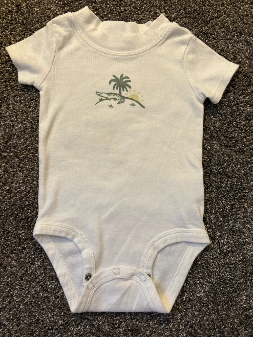 Carter's Gray Crocodile Print Henley Tee & White Bodysuit